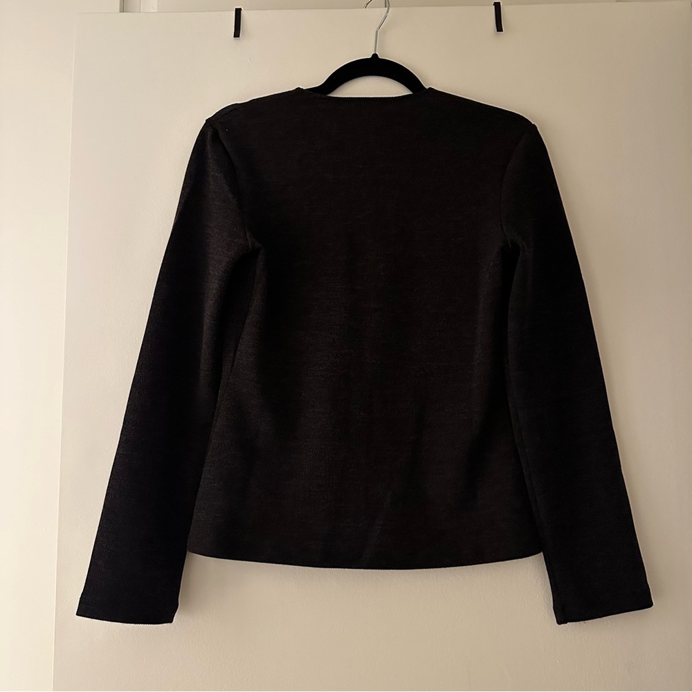 NWOT Zara v neck soft cardigan charcoal gray/gold buttons - Picture 3 of 9